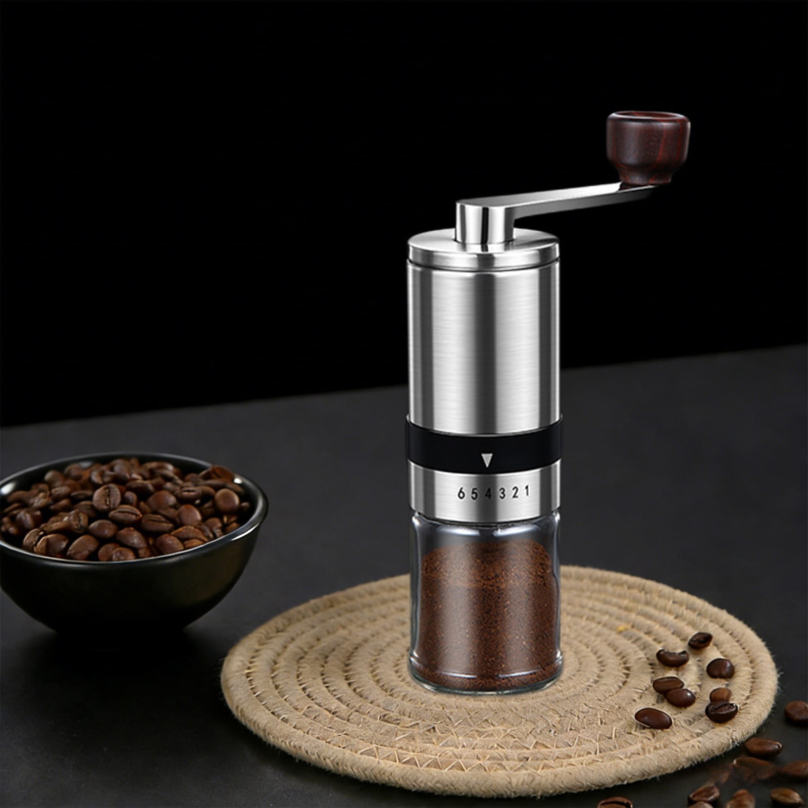 Household Small Grinder For Home,Manual Coffee Grinder With Hand Crank,Adjustable Settings for Fine to Coarse Grind Manual Grinder For Coffee,Portable Coffee Maker For Office,Home,Camping