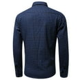 thumbnail image 3 of IROINNID Shirt with Pocket for Men Autumn Slim Fit Long Sleeve Turndown Lattice Top Blouse Shirt,Dark Blue, 3 of 3