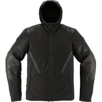 Icon Basehawk2 Mens Leather Motorcycle Jacket Black MD