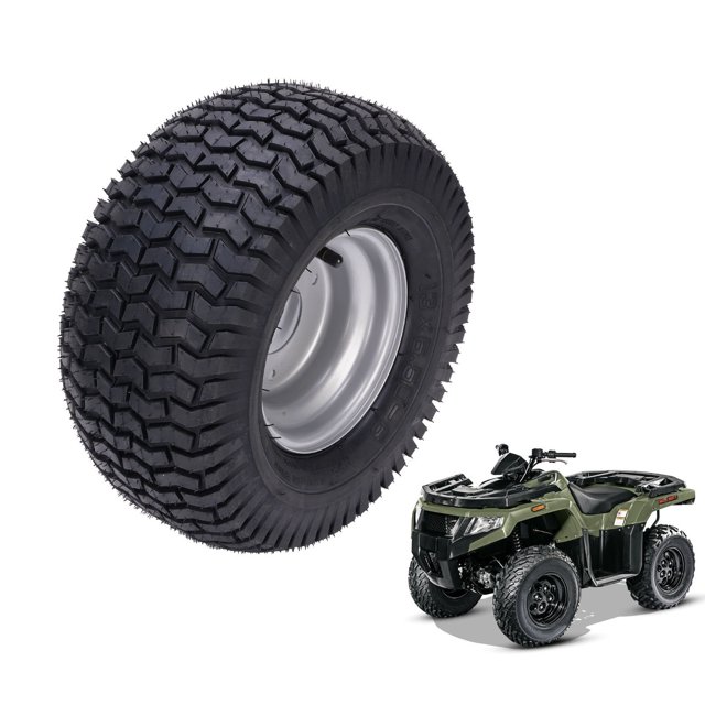 13X6.50 - 6 ATV UTV Go Kart Tire 6 Inch with Rim 6PR Rubber Enhanced Traction All Terrain Tire for Lawn Mower Garden