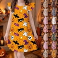 thumbnail image 2 of LRen Girls Halloween Dress, Kids Ghost Pumpkin Print Holiday Clothes, Soft Flutter Sleeve Halloween Dress for Kids Girls, 2 of 5