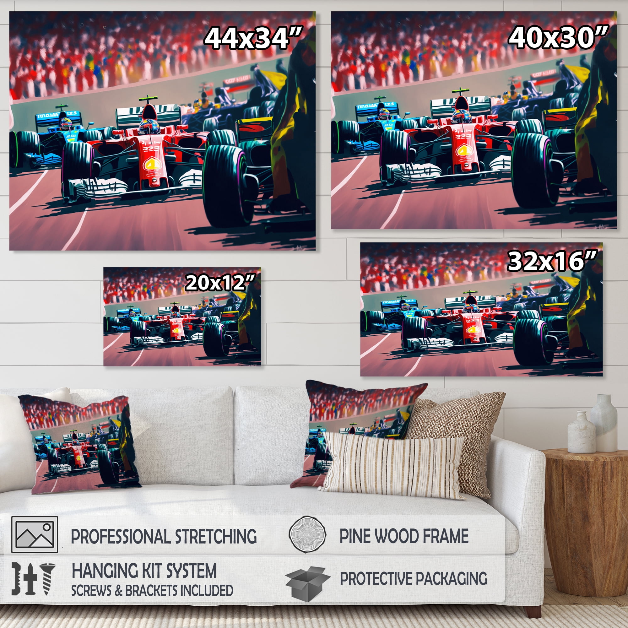 Designart Racing car in Monaco GP X Canvas Wall Art