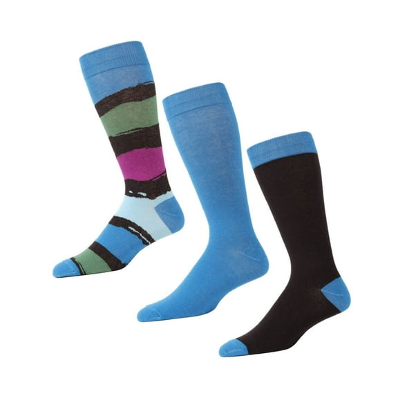 MeMoi Paint Block Cotton Blend Crew Sock 3 Pack - Mens - Male, 10-13, Brown-Deep Water