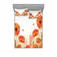 thumbnail image 2 of Ambesonne Flower Fitted Sheet & Pillow Sham Set, Bridal Watercolor Art, Twin, Red White, 2 of 3