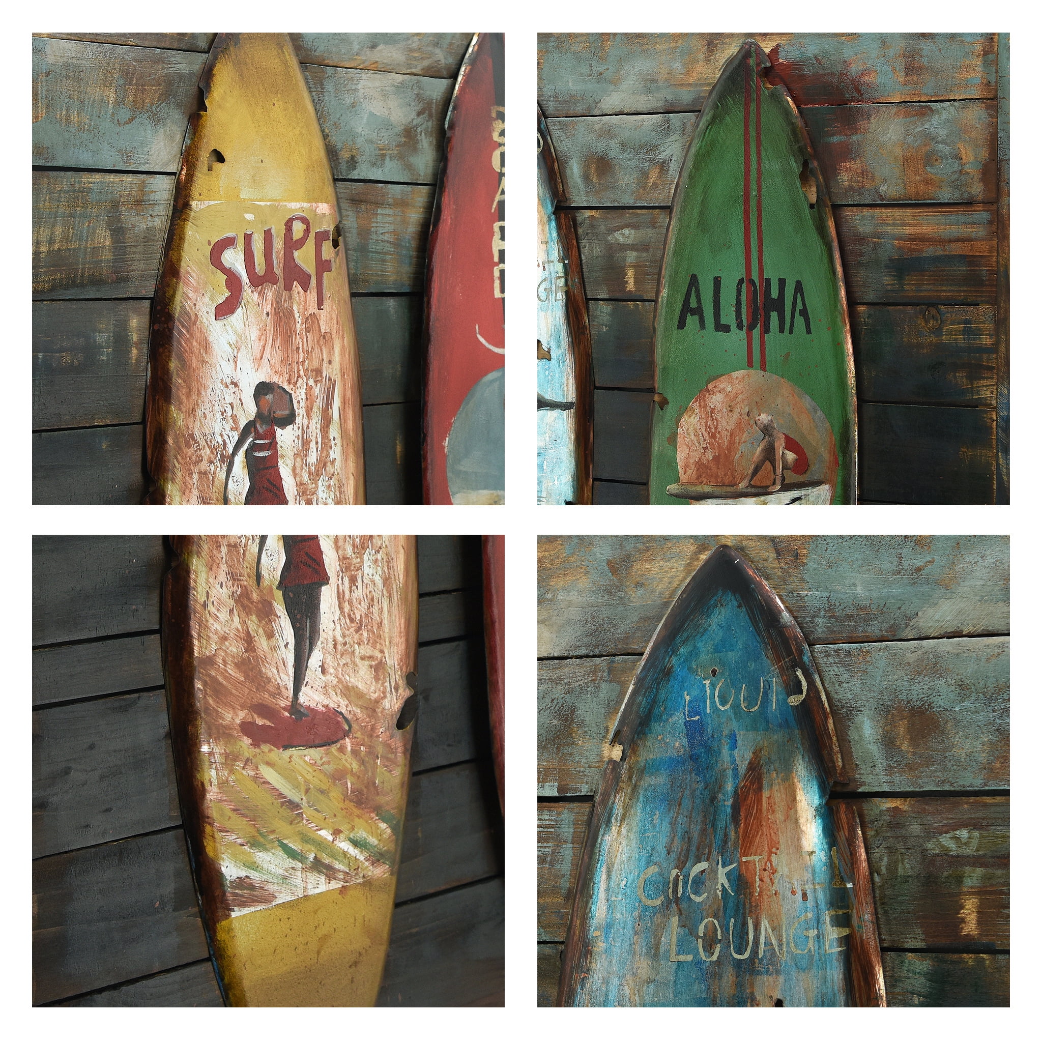 Empire Art Direct Surfboards Hand Painted 3D Metal Wall Art on Slatted Solid Wood, 32" x 48" x 1.8", Ready to Hang