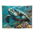 thumbnail image 5 of PRATYUS  Sea Turtle Tapestry Wall Hanging Tropical Fish and Coral in Underwater World Tapestry for Bedroom, Blue Ocean Nature Landscape Tapestry for Living Room Dorm Party Wall Decor 40x30inch, 5 of 6