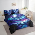 thumbnail image 3 of Erosebridal Neon Galaxy Aurora Bedding Queen Size For Boys Teens,Jungle Animals Wolf Bed Set,Nature Mountain Landscape Bedding Sets Queen Size,Microfiber Bedroom Decor Reversible,7Pcs, 3 of 7