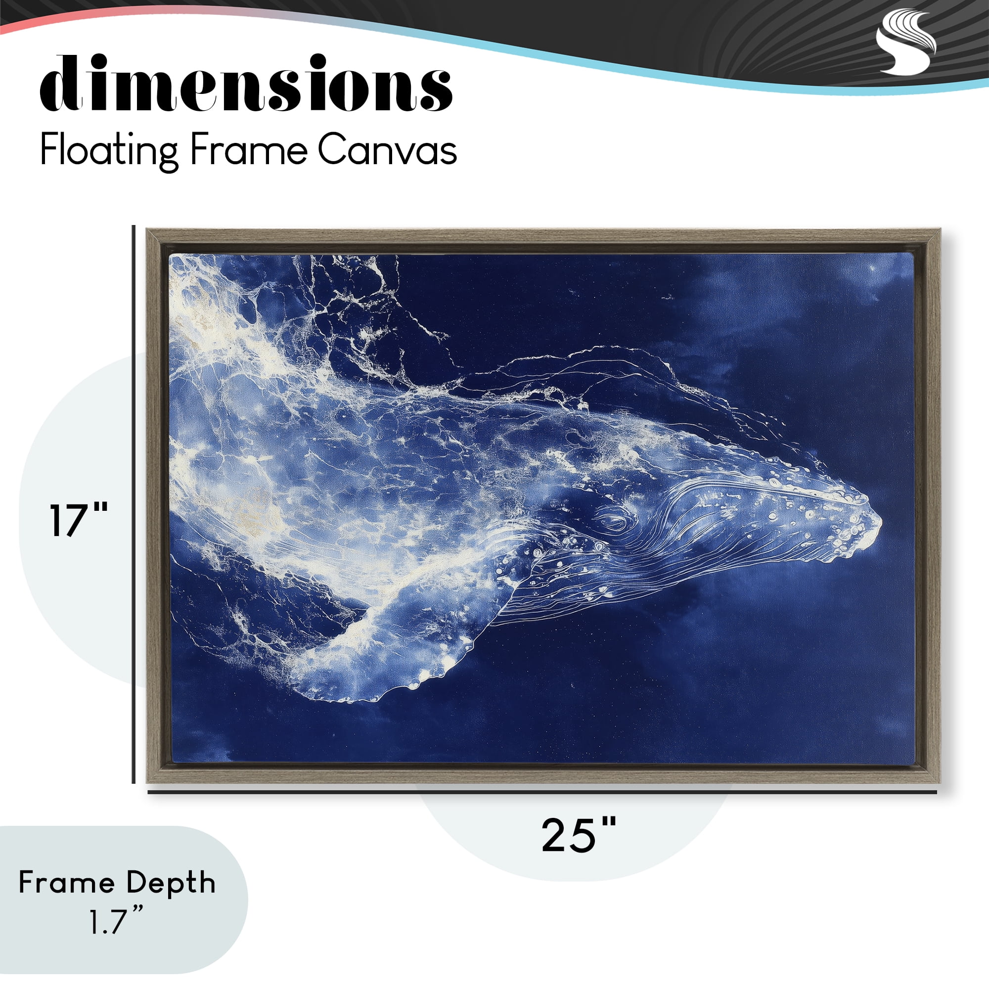 Stupell Industries Whale in Motion Brown Framed Floater Canvas Wall Art, design by Chromatic Storm Studio