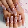 thumbnail image 1 of 24Pcs/Box Long French False Nail Ballerina Fake Nails Yellow Butterfly Pattern Square Nail Decal False Nails Press On Nail Tips (JP924), 1 of 1