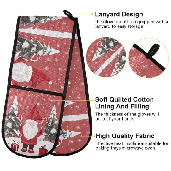 BZSMCE Oven Mitts Happyness Santa Claus Creative Pattern Resistant Kitchen Gloves