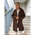 thumbnail image 2 of Women'S Casual Long-Sleeved Lapel Button Coat Autumn and Winter Plush Coat Long Coat Coffee Color XXL, 2 of 7