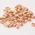 thumbnail image 3 of PEESOM Recién llegado, diamantes de imitación de ojo de caballo de color láser para coser, garra de latón dorado, formas de piedra de navette para costura de bricolaje, 3 of 5