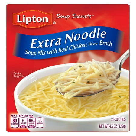 Lipton Soup Secrets with Real Chicken Flavor Extra Noodle Soup Mix, 4.9 oz 2 (Best Vegetable Beef Noodle Soup)