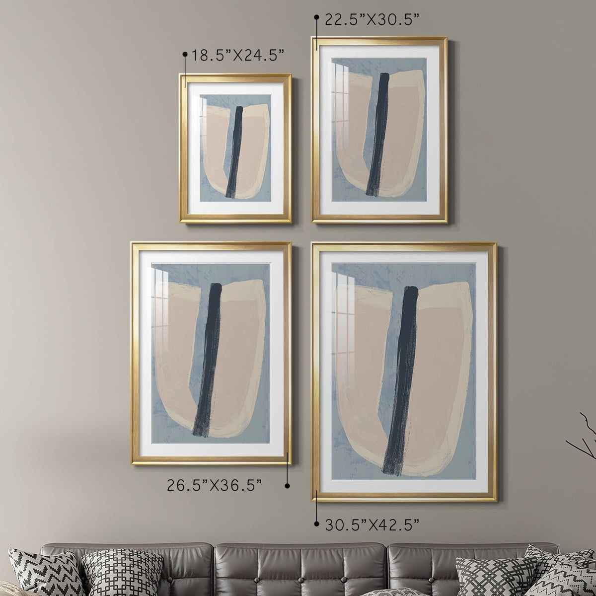 Wexford Home Paper Slice I Premium Framed Print, 18.5" x 24.5" - Ready to Hang, Gold (Set of 2)