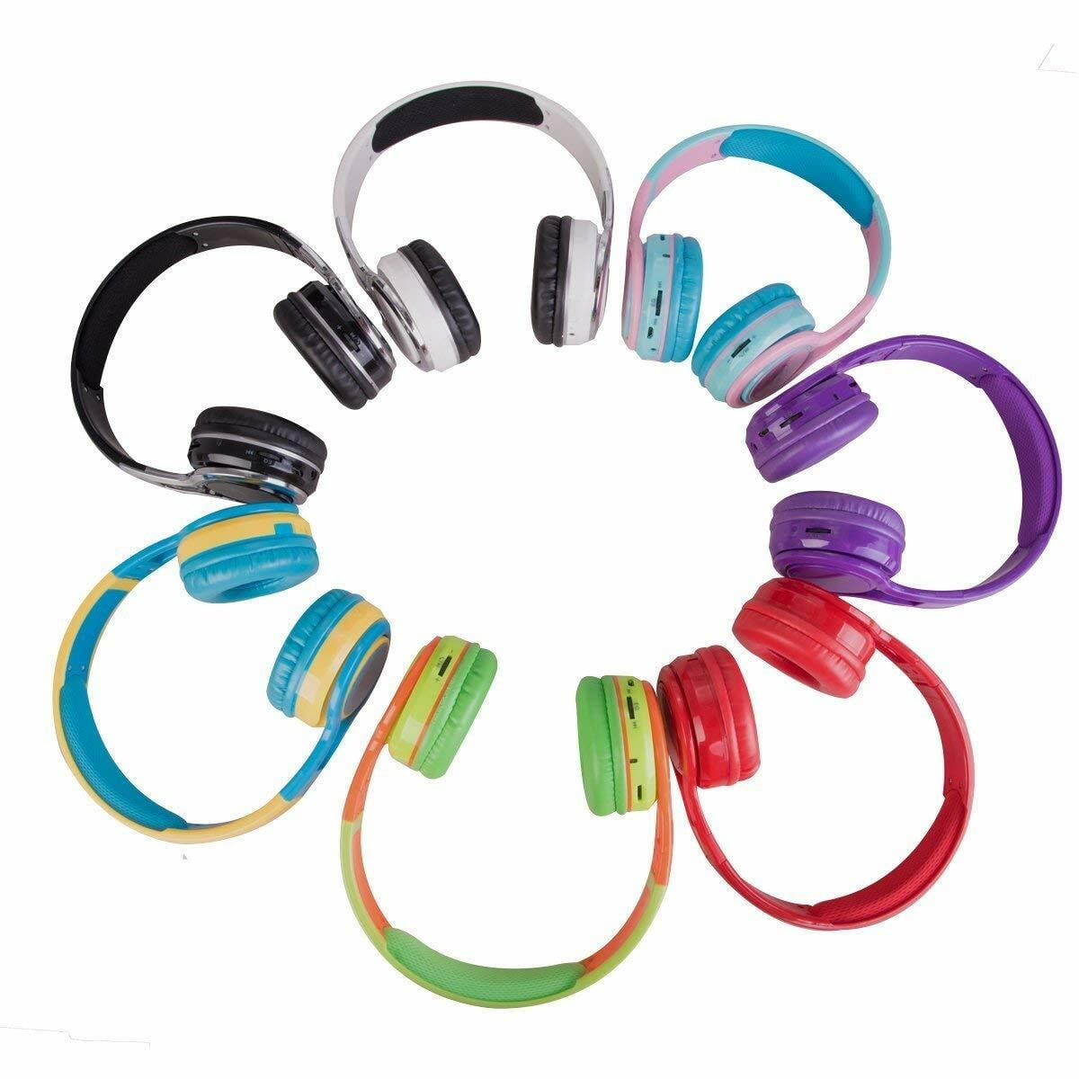 Contixo Kids Headphones, Wireless and Wired Headphones with Built-In Mic and SD Player, Purple
