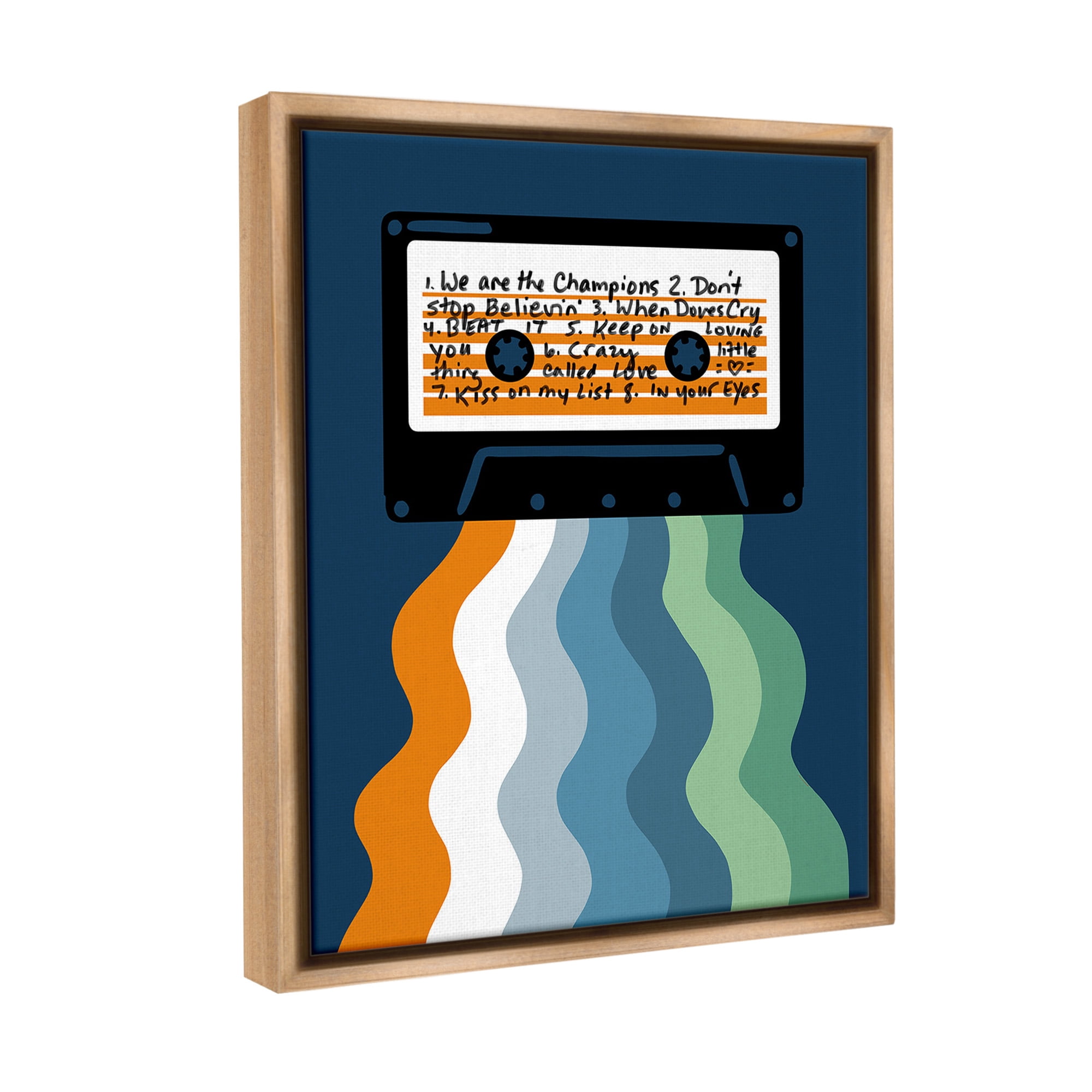 Stupell Industries Mix Tape Cassette Novelty Painting Brown Floater Framed Canvas Art Print Wall Art, 17 x 21