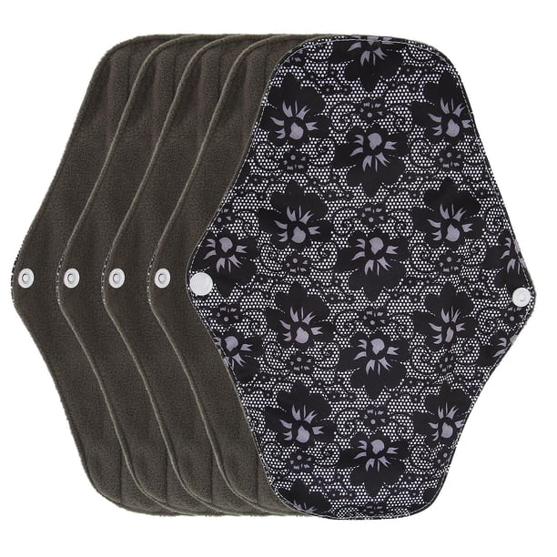 5 Pack Washable Reusable Sanitary Pads for Women, Leak Proof Incontinence Sanitary Pads (M05)