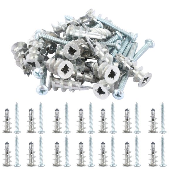 MUXHEL Ensemble de 240 Pcs d'Ancres et de Vis pour Cloison Sèche, Ancres pour Cloison Sèche Auto-Perforantes en Zinc Robustes et Robustes avec Vis #8 x 1-1/4 Pieds' pour Cloison Sèche, Tôle, Porte Creuse et Mur en Plâtre