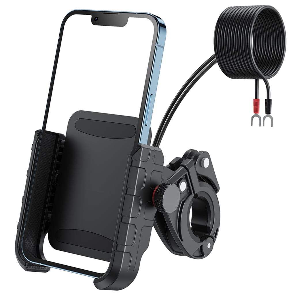 Aurgiarme Motorcycle Phone Mount Charging Stand 2 in 1 USB3.0 Fast Charging Motorcycle Cellphone Holder Handlebar Base