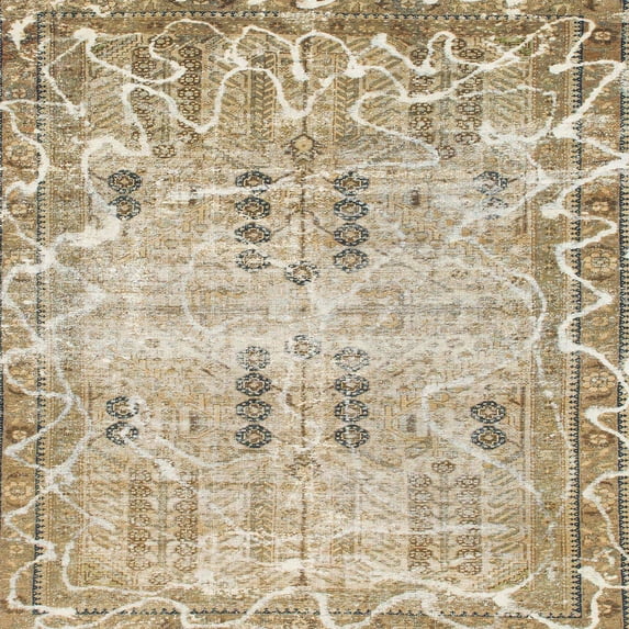 Ahgly Company Indoor Square Abstract Brown Abstract Area Rugs, 4' Square