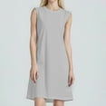 thumbnail image 5 of Summer Women's Button-Down Lapel Collar Sleeveless Dress 100% Cotton Linen Blend Casual Shift Dress with Front Pockets for Outdoor Activities,Gray L, 5 of 5