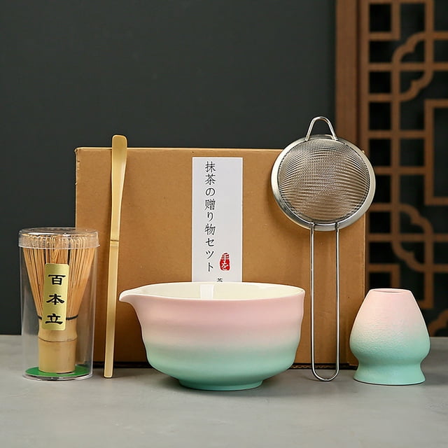 Matcha Tea Set With Whisk Ceramic Bowl & Holder – Matcha Making Kit For Traditional Japanese Tea – Ideal Matcha Set For Beginners And