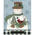 thumbnail image 2 of Deming, Bernadette 20x24 White Modern Wood Framed Museum Art Print Titled - Snowman with Cardinal, 2 of 4