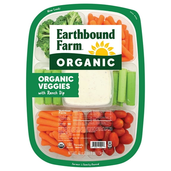 Earthbound Farm Organic Fresh Vegetable Tray with Ranch Dip, 40 oz