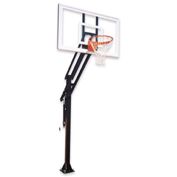 Attack Pro Steel-Glass In Ground Adjustable Basketball System, Grey