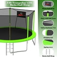 thumbnail image 3 of UIOWIO 14 ft Recreational Trampoline for Kids and Adults with Ladder Outdoor Trampoline Backyard Trampoline with Basketball Hoop,Enclosure Net,Storage Bag,Green, 3 of 10