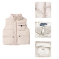 thumbnail image 3 of Chaleco acolchado cálido con capucha para niñas y niños, ropa de abrigo con forro de franela suave y aislante (blanco y morado), 3 of 5