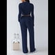 thumbnail image 5 of Conjunto Deportivo Y2K de Dos Piezas para Mujer, con Larga, Top Ajustado y Pantalones Anchos, Ideal para y Otoño Azul Oscuro L, 5 of 8
