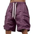 thumbnail image 2 of Wide Leg Cargo Shorts for Men Summer Casual Elastic Waist Lightweight Loose Baggy Shorts with Pockets, 2 of 5