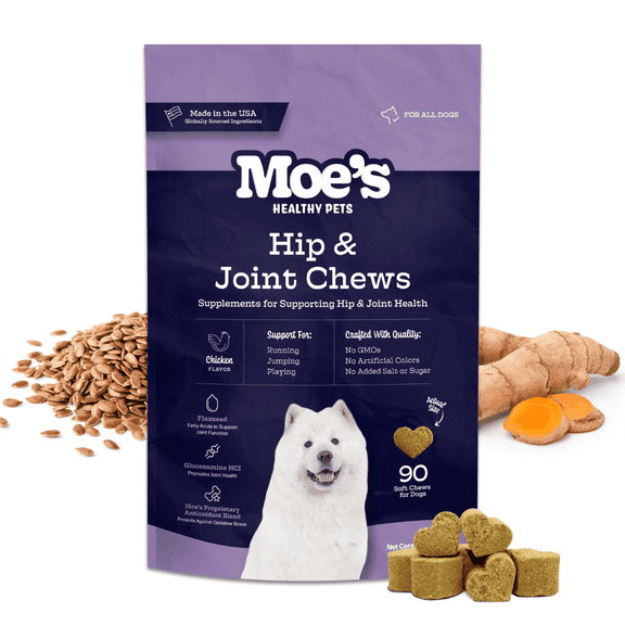 Dog Hip & Joint Health Supplement – Glucosamine, Chondroitin & MSM – 90 Chews Support Healthy Joints