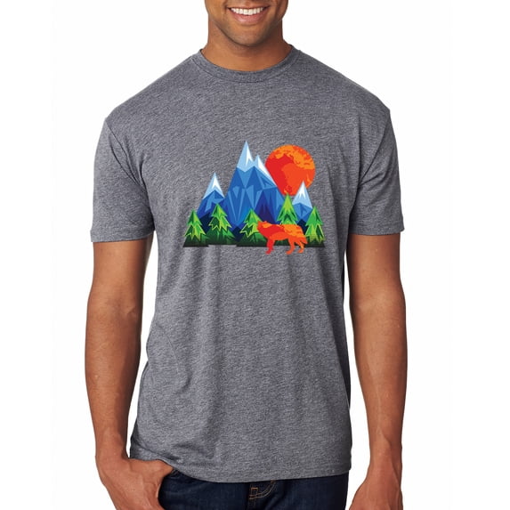 Neon Colorful California Bear Sunset Cali Redwoods | Mens Fashion Premium Tri Blend T-Shirt, Premium Heather, 2XL