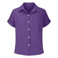 thumbnail image 6 of EliteGoogv Big Boys Girls Unisex T-shirt Short Sleeve Collared Tee Tops Solid Color Stretchy Breathable Blouses Outdoor Playwear Summer Fall Casual Tops,Dark Purple,9-10 Years, 6 of 6