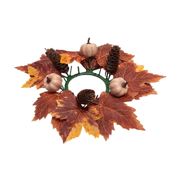 1Pcs Fall Floral Candle Rings Wreath Mini Autumn Swags Wreath Table Centerpiece Harvest Fall Hanging Wreath for Kitchen Cabinet Pillar Farmhouse Table Front Door Indoor Decorations