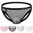 thumbnail image 3 of HKEJIAOI Mens Jockstraps Low Rise Mesh Hollow Out Underpants Breathable Comfort Underwear, Gray M, 3 of 3