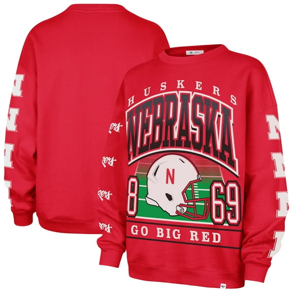 Women's '47 Scarlet Nebraska Huskers Go Big Oversized Pullover Sweatshirt