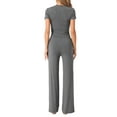 thumbnail image 3 of INSPIRAR CHIC Conjunto de 2 Piezas para Mujeres, Camiseta de Cuello Redondo de Manga Corta con Pantalones con Cuerda, Traje de Yoga M Gris Oscuro, 3 of 5