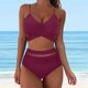 thumbnail image 5 of MKLEKYY Trajes De Baños Women Mesh High Waisted Bikini Sexy Push Up Two Piece Swimsuits Vintage Swimsuit Two Piece Retro Ruched High Waist Print Bikini Set, 5 of 6