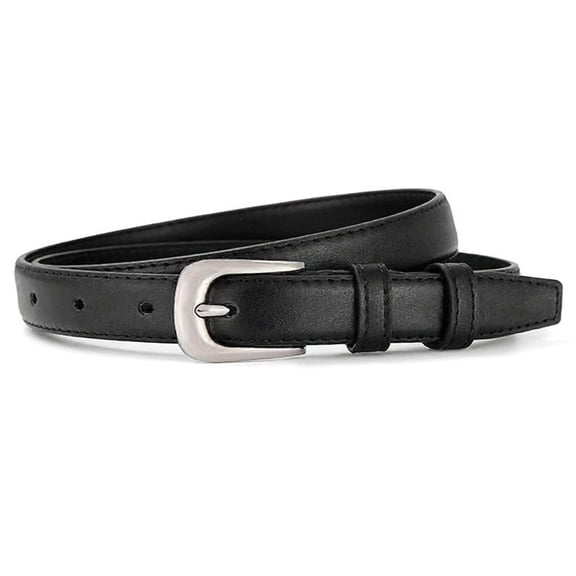 Natyhooy Women's Leather Belt for Jeans, Classic Buckle Casual Dress Belt, Fashion Thin Genuine Split Cowhide Waist Belt for Pants Skirts