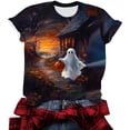 thumbnail image 6 of Jsaierl Halloween Shirts for Women Funny Ghost Print Tees Vintage Classic Round Neck T-Shirts Short Sleeve Dressy Casual Blouse Tops Halloween Clothes,Sizes S-5XL, 6 of 6