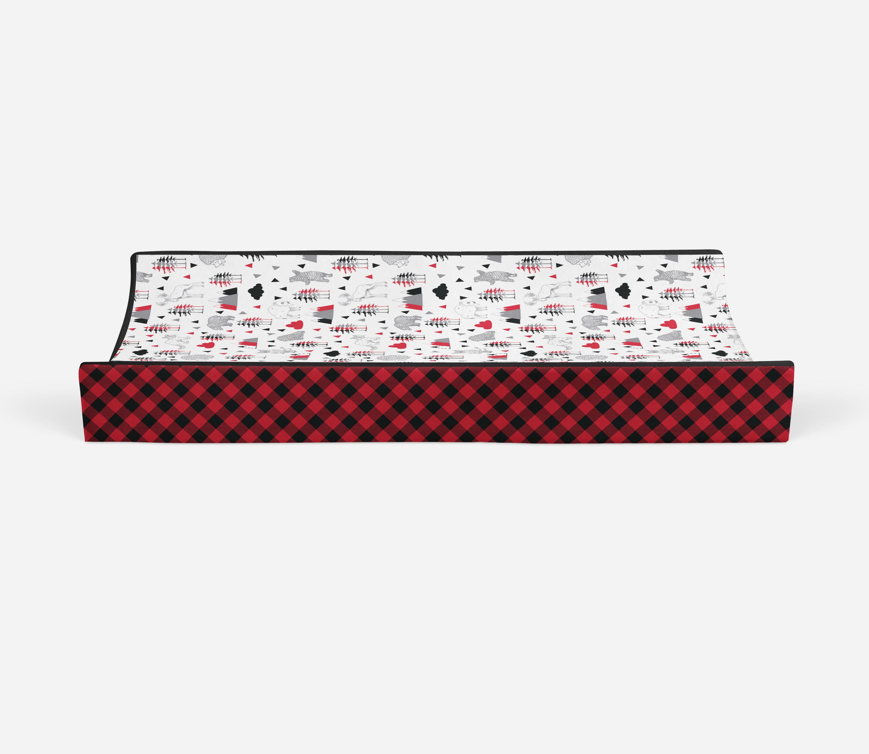 Bacati - Lumberjack Red/Black/Gray Quilted Changing Pad Cover