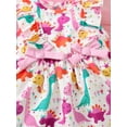 thumbnail image 6 of OLLUISNEO Infant Baby Girl Dress Crew Neck Sleeveless Skirt Dinosaur Print Bow Dress Baby Girl Clothes 18-24 Months, 6 of 9