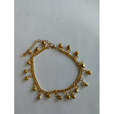 - Indian Traditional Belly Dance Ghungroo Brass Anklet with Jingling Bells Gold-Toned