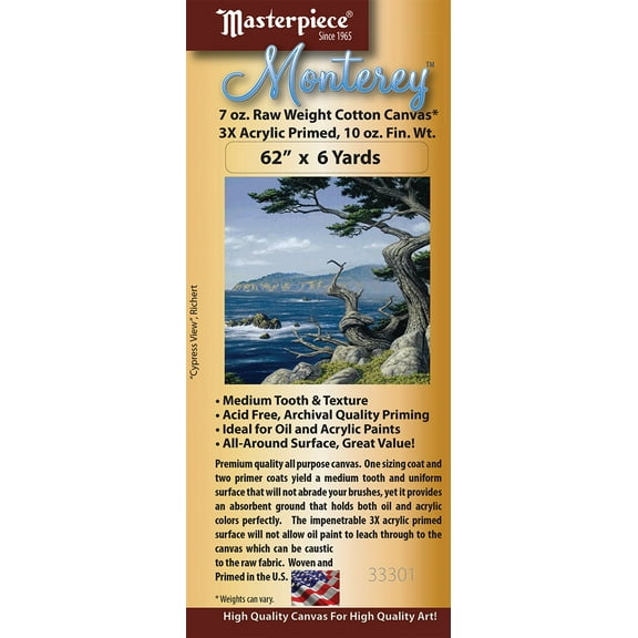 Masterpiece Monterey Acrylic Primed Cotton Canvas Roll, 62" x 6 yds.