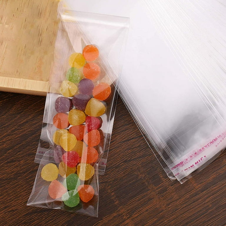 Heshun 100 Pcs Self Sealing Cellophane Bags 2x10 Inches Clear Pretzel Rod  Bags Resealable Cellophane Bag for Packaging Candy Gifts Favors