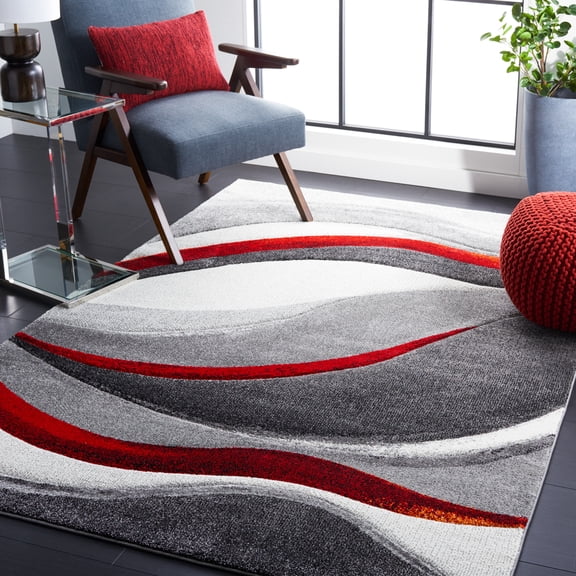 Safavieh Hollywood Dalton Abstract Area Rug, Gray/Red, 5'3" x 7'6"