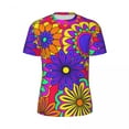 thumbnail image 5 of Psychedelic Print T-Shirt Male Groovy Flower Power Street Style Gym T-Shirts Fast Dry Summ, 5 of 5